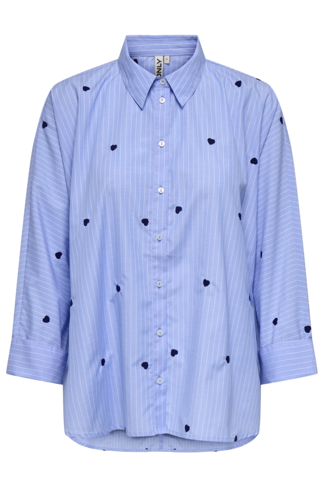 ONLNEW LINA GRACE LS STR EMB SHIRT 15344336 Moonlight Blue/STRIPE MIDNIGHT